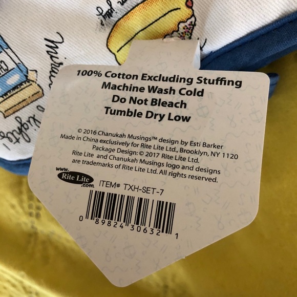 Chanukah: pot holder, oven mitt, tea towel, bag - Picture 7 of 13